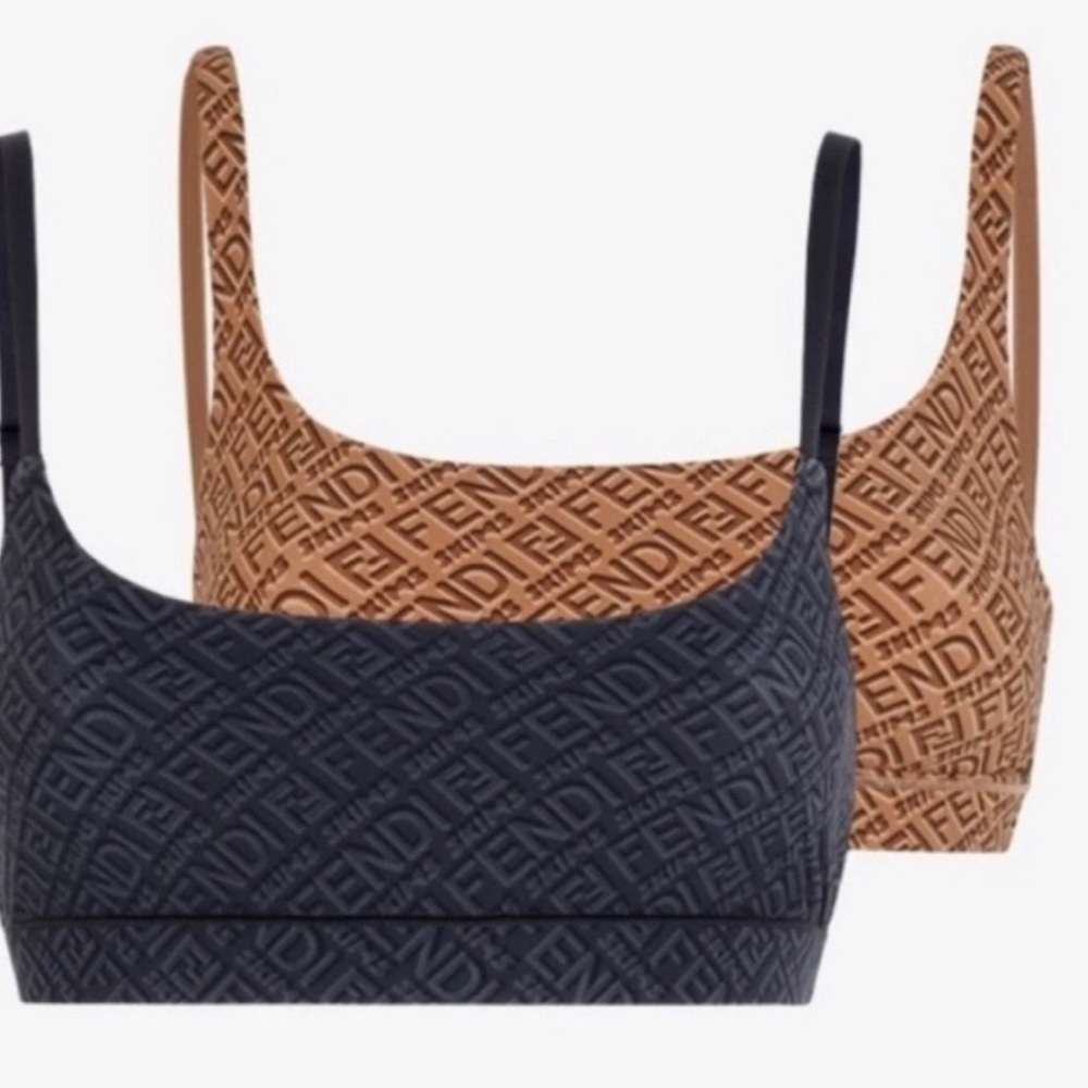 XL Fendi X Skims Logo Bralette Set in Black and Brown